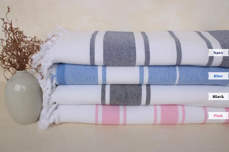 Gift For The Home Decor, Custom Wedding Gift, 68x36 Cotton Striped Terry Towel, Embroidered Towel, Bachelorette Towel, Employee Gifts, Hammam towel - 1
