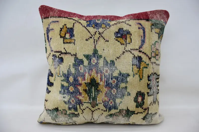 Christmas Pillow Case, Boho Pillow, Cushion Cover, Couch Pillow Sham, Turkish Pillow, Turkish Kilim Pillow, Car Cushion, 24x24 Beige Cushion Case - 1