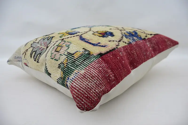 Christmas Pillow Case, Boho Pillow, Cushion Cover, Couch Pillow Sham, Turkish Pillow, Turkish Kilim Pillow, Car Cushion, 24x24 Beige Cushion Case - 6