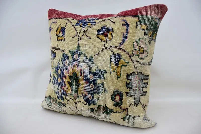 Christmas Pillow Case, Boho Pillow, Cushion Cover, Couch Pillow Sham, Turkish Pillow, Turkish Kilim Pillow, Car Cushion, 24x24 Beige Cushion Case - 3