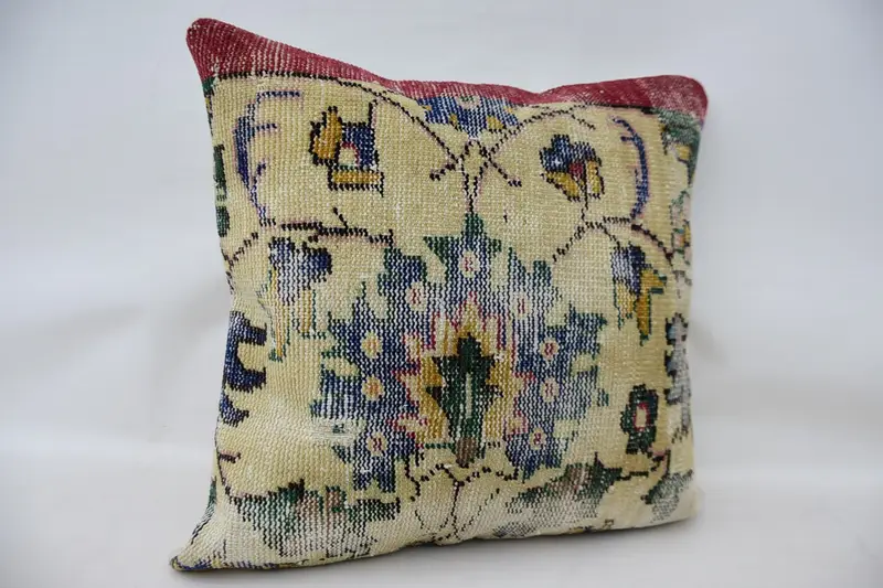 Christmas Pillow Case, Boho Pillow, Cushion Cover, Couch Pillow Sham, Turkish Pillow, Turkish Kilim Pillow, Car Cushion, 24x24 Beige Cushion Case - 2