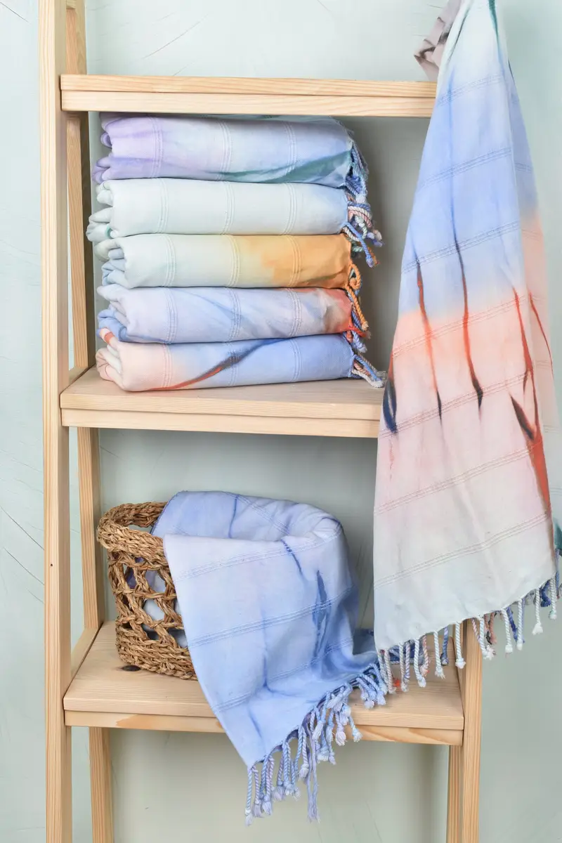 Quick-dry travel peshtemal towel, Monogram Beach Towel, 64x38 Cotton Striped Tie Dye Towel, Peshtemal, Travel towel, Custom Wedding Gift, Spa Towel - 4