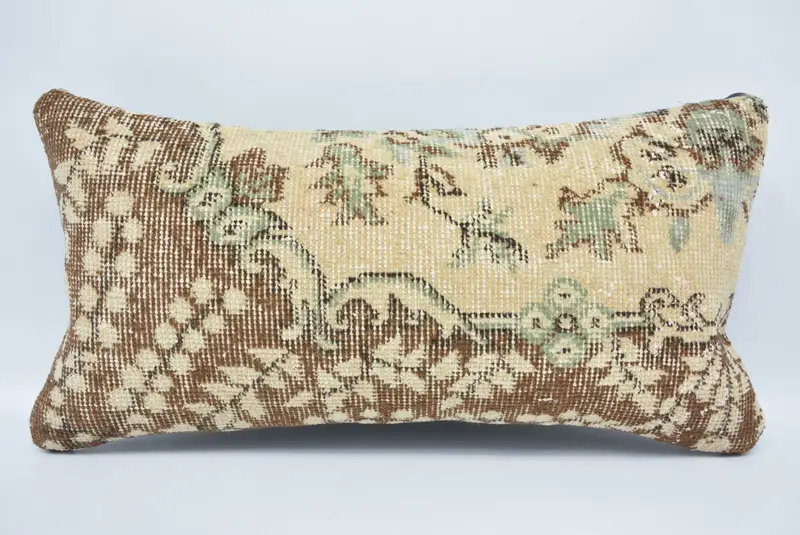 Turkish Corner Cushion, Boho Chic Pillow, Pillow, 12x24 Brown Cushion Case, Kilim Cushion Sham, Vintage Pillow, Kilim Pillow Cover, Custom Pillow - 1