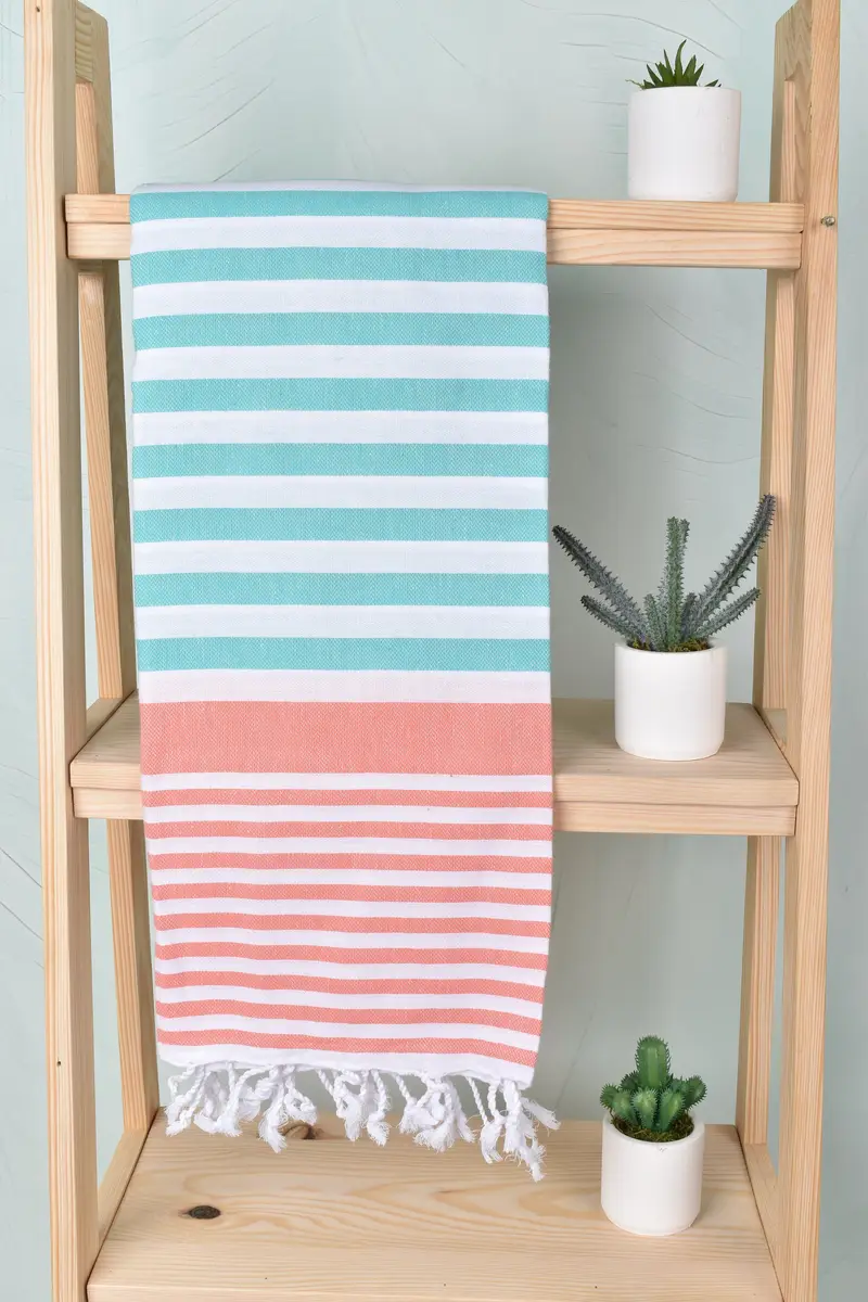 68x36 Cotton Striped Towel, Summer Towel, Bachelorette Party Gifts Bridesmaids, Absorbent Turkish towel, House Warming Gift, Lightweight towel - 8