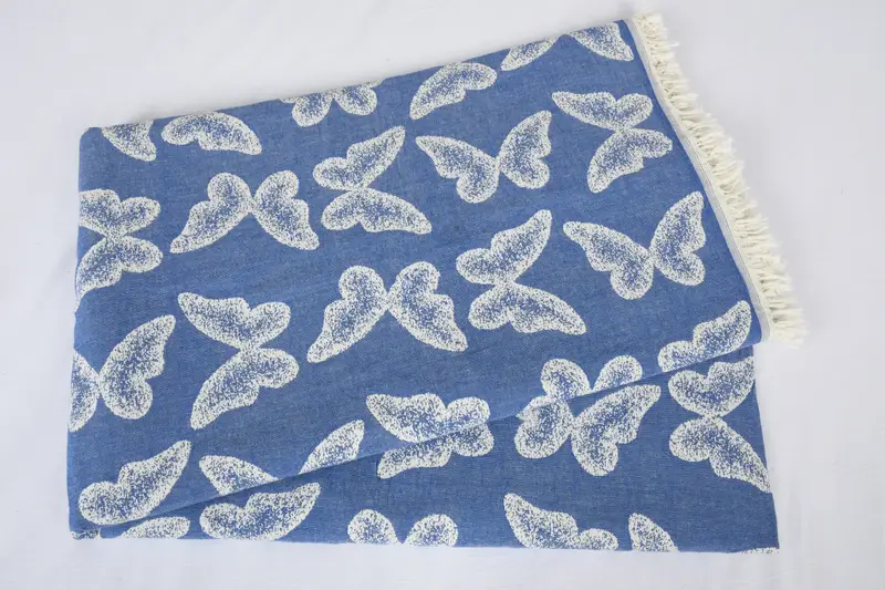 96x80 Cotton Butterfly Pattern Towel, Monogram Blanket, Turkish Blanket Queen, Personalized Gifts, Valentines Day Gift Idea, Bridesmaid Gifts - 5