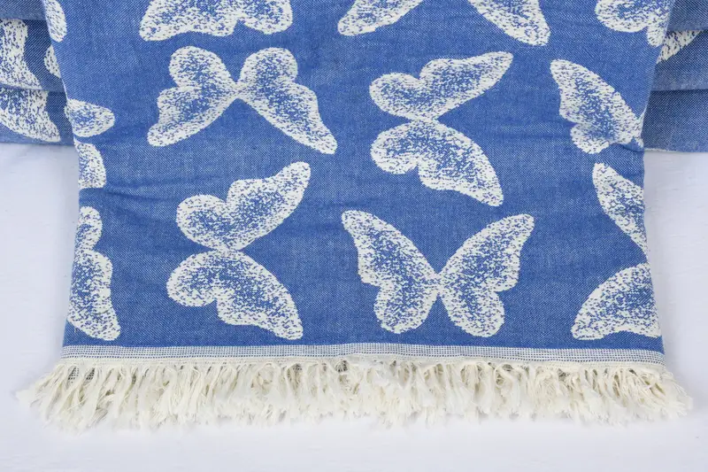 96x80 Cotton Butterfly Pattern Towel, Monogram Blanket, Turkish Blanket Queen, Personalized Gifts, Valentines Day Gift Idea, Bridesmaid Gifts - 2