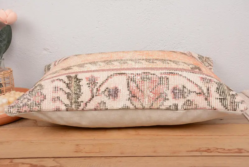 Pink & Orange Patchwork Throw Pillow, 16x24 Inches Size Pillow - 5
