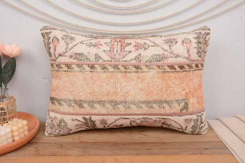 Pink & Orange Patchwork Throw Pillow, 16x24 Inches Size Pillow - 2