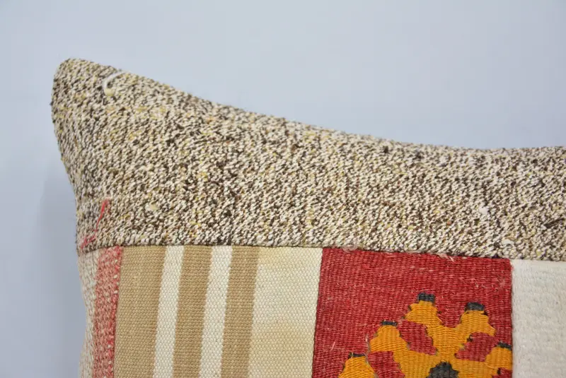 Accent Throw Pillow Cover, Cushion Case, Turkish Kilim Pillow, Boho Pillow Sham Cover, 16x24 White Cushion Cover, Vintage Kilim Throw Pillow - 2
