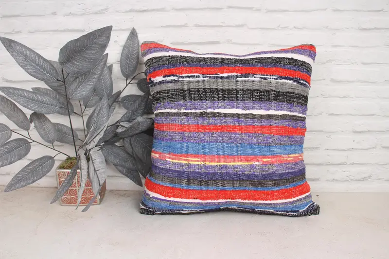 Anatolian Cushion Cover, Kilim Pillow, 20x20 Purple Pillow Case, Turkish Kilim Pillow, Handmade Kilim Cushion, Pillow Cover - 1