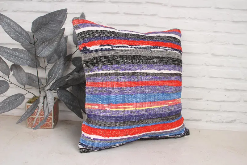 Anatolian Cushion Cover, Kilim Pillow, 20x20 Purple Pillow Case, Turkish Kilim Pillow, Handmade Kilim Cushion, Pillow Cover - 3