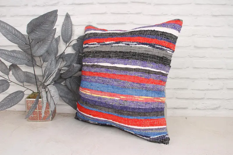 Anatolian Cushion Cover, Kilim Pillow, 20x20 Purple Pillow Case, Turkish Kilim Pillow, Handmade Kilim Cushion, Pillow Cover - 4