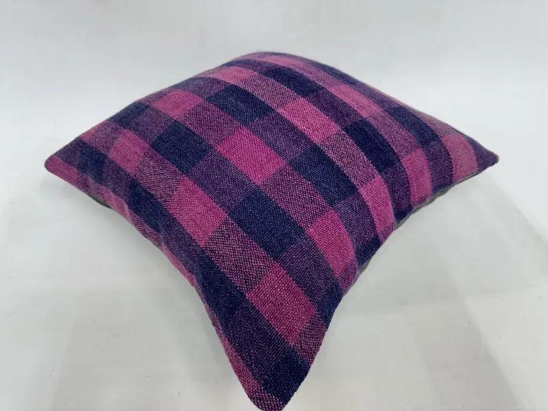 Kilim Cushion Sham, Handmade Pillow Sham, Home Decor Pillow, Gift Pillow, 18x18 Purple Pillow, Bolster Throw Cushion Case, Pillow Cover - 6