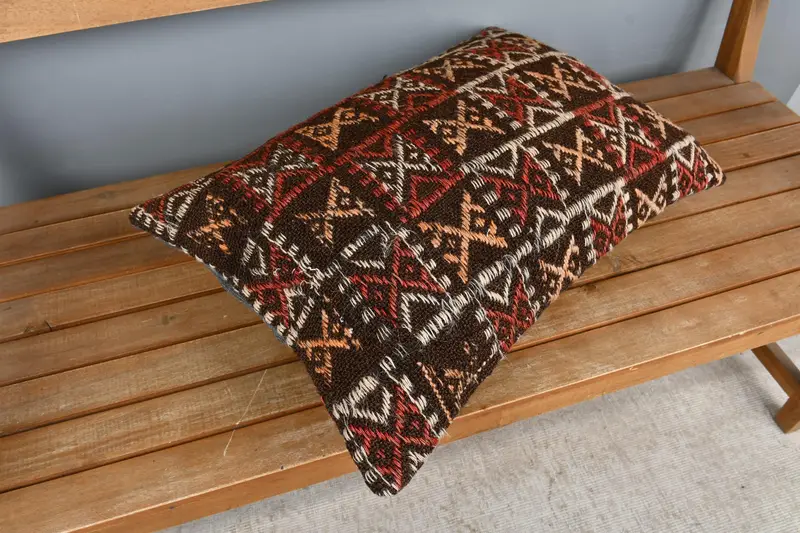 Bed Cushion Cover, Kilim Pillow Cover, 16x24 Beige Pillow Cover, Ethnic Throw Pillow Cover, Gift Pillow, Cushion, Vintage Kilim Throw Pillow - 2