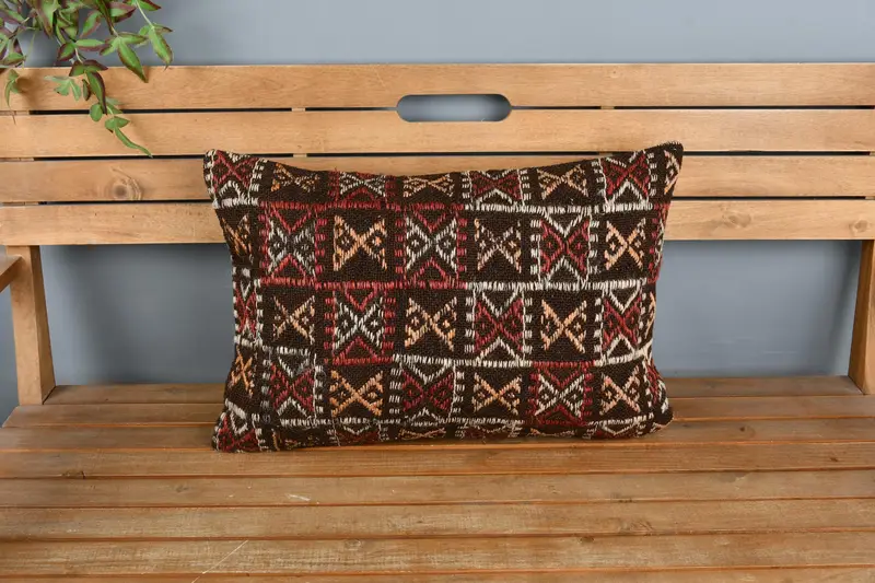 Bed Cushion Cover, Kilim Pillow Cover, 16x24 Beige Pillow Cover, Ethnic Throw Pillow Cover, Gift Pillow, Cushion, Vintage Kilim Throw Pillow - 6