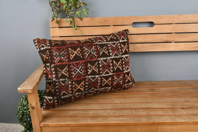 Bed Cushion Cover, Kilim Pillow Cover, 16x24 Beige Pillow Cover, Ethnic Throw Pillow Cover, Gift Pillow, Cushion, Vintage Kilim Throw Pillow - 1