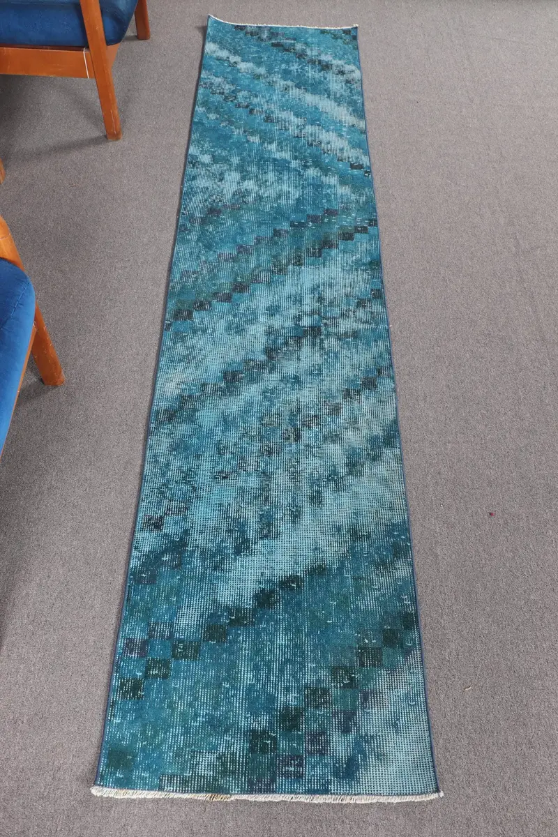 ブルーオンブレラグ、1.9x8.5フィート、グリーンアクセント付き