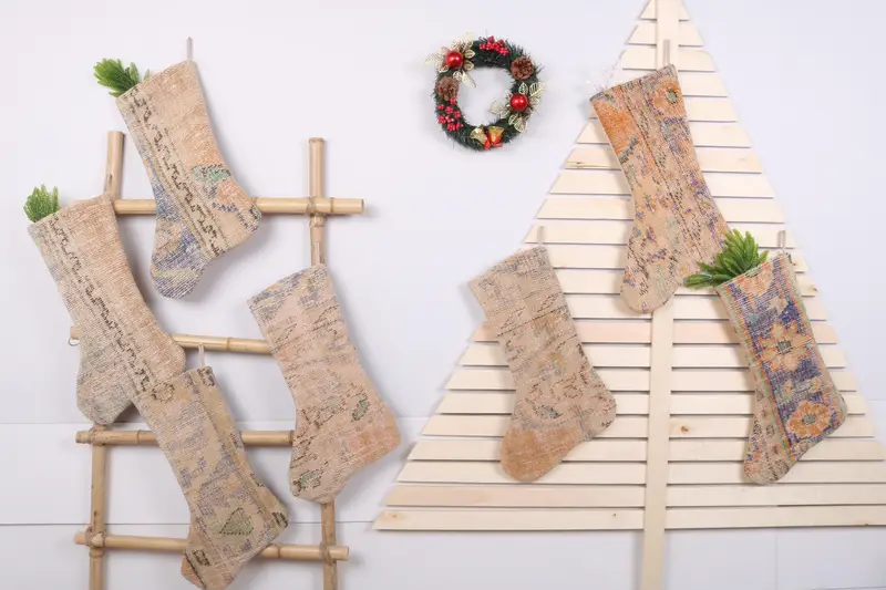 22 İnç Geniş Noel Süsleri Desenli Çorap, Dayanıklı Örgü Çorap