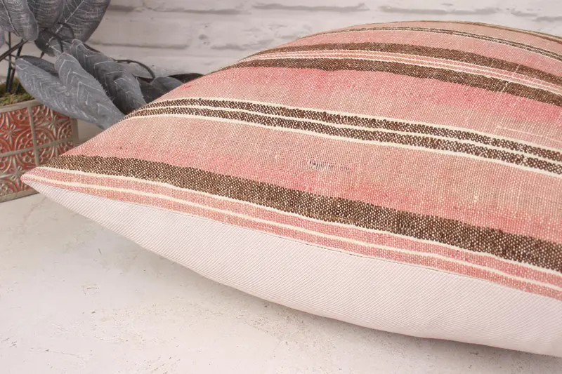 20x20 Pink Pillow, Vintage Kilim Throw Pillow, Pillow Sham, Tapestry Pillow Sham, Kilim Pillow, Muted Pillow, Handmade Kilim Cushion - 6
