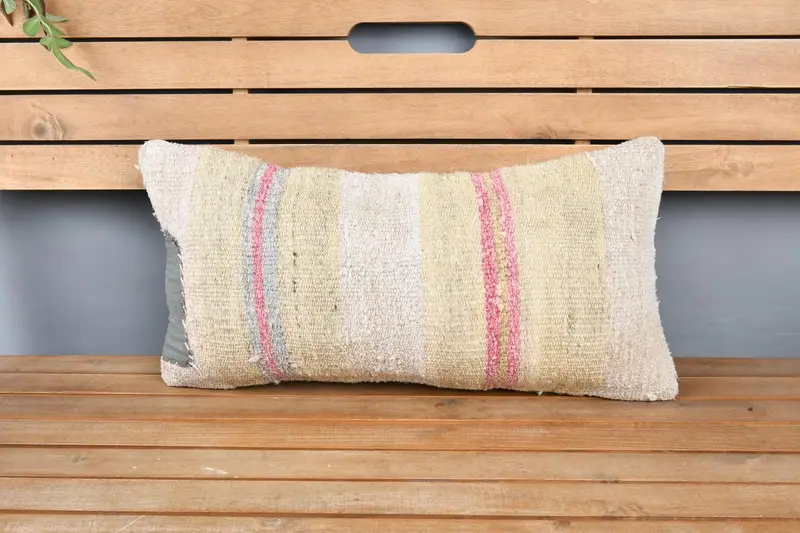 Handmade Kilim Cushion, Cushion Cover, Bohemian Cushion Cushion Cover, Kilim Pillow, Interior Designer Pillow, 12x24 Yellow Pillow - 6