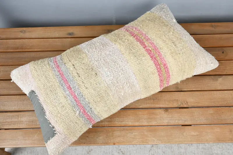 Handmade Kilim Cushion, Cushion Cover, Bohemian Cushion Cushion Cover, Kilim Pillow, Interior Designer Pillow, 12x24 Yellow Pillow - 2