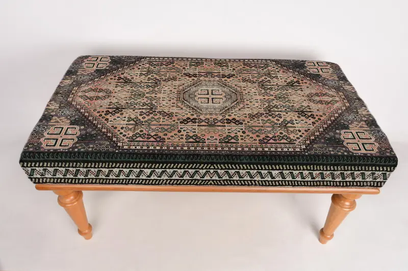 Modular Sofa Set with Kilim-Inspired Pattern, Premium Ottomans