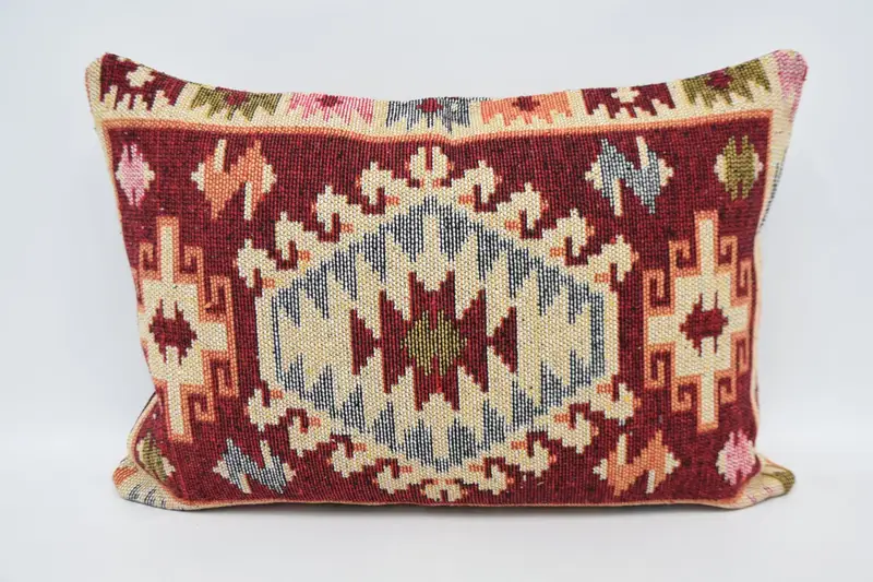 Handmade Pillow Case, Vintage Pillow, Cushion Cover, Neutral Throw Pillow Cover, 20x28 Red Cushion, Kilim Pillow Cover, Kilim Pillow - 5