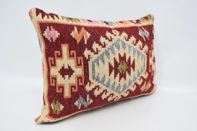 Handmade Pillow Case, Vintage Pillow, Cushion Cover, Neutral Throw Pillow Cover, 20x28 Red Cushion, Kilim Pillow Cover, Kilim Pillow - 3