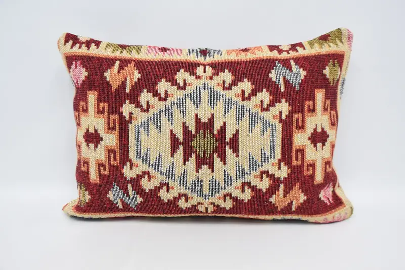 Handmade Pillow Case, Vintage Pillow, Cushion Cover, Neutral Throw Pillow Cover, 20x28 Red Cushion, Kilim Pillow Cover, Kilim Pillow - 1