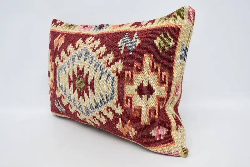 Handmade Pillow Case, Vintage Pillow, Cushion Cover, Neutral Throw Pillow Cover, 20x28 Red Cushion, Kilim Pillow Cover, Kilim Pillow - 4