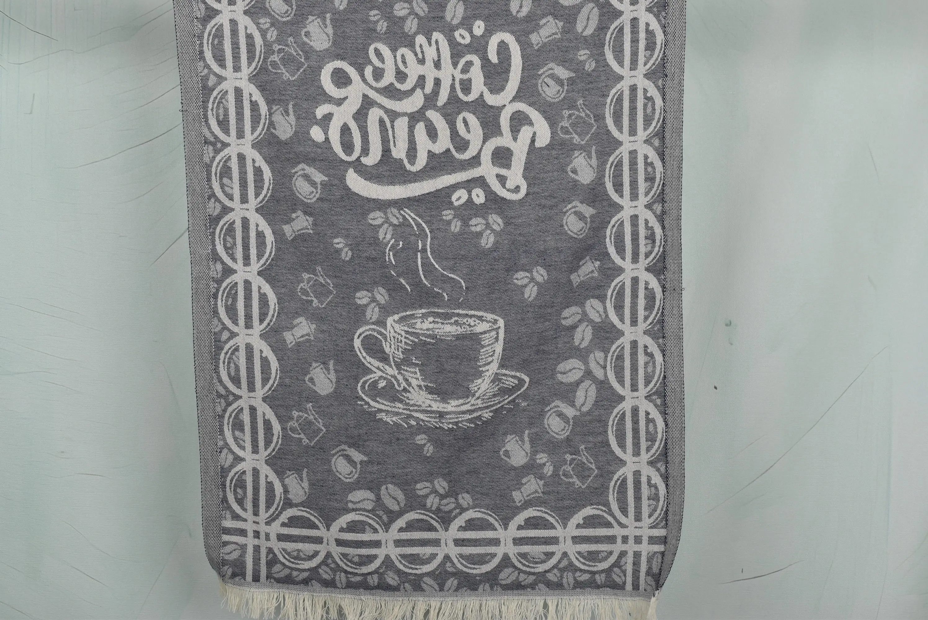 Monogram Hand Towel, Turkish Cotton Coffee Patterned, Navy Blue, 20x28 Inches - 1