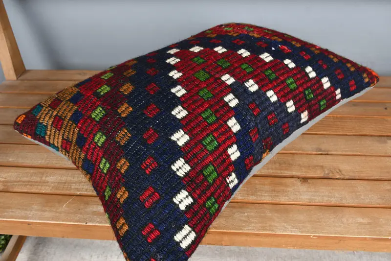 Kilim Cushion Sham, Vintage Pillow, Neutral Cushion Cover, Cushion, Decorative Pillow Sham, Antique Pillows, 16x24 Red Cushion Cover - 2