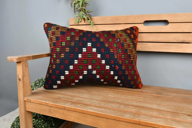 Kilim Cushion Sham, Vintage Pillow, Neutral Cushion Cover, Cushion, Decorative Pillow Sham, Antique Pillows, 16x24 Red Cushion Cover - 1