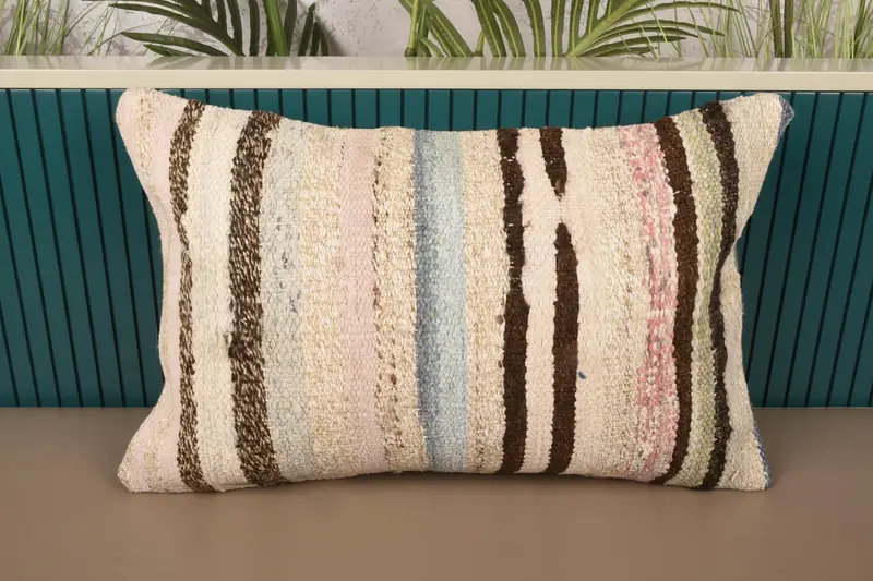 Vintage Gift Home Decor Cushion Cover, LuxuryBrown 40x60 cm Wool Striped Pillowcase - 1