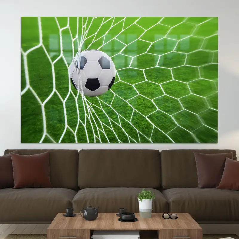 エレガントなプリントガラス: 男の子の部屋、男の洞窟のフットボールのテーマ