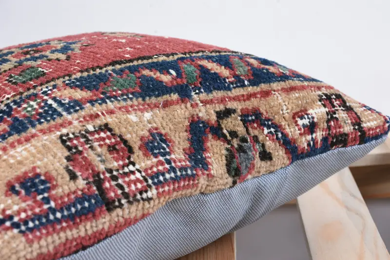 Art Deco Cushion, Turkish Kilim Pillow, Cushion Cover, Antique Pillows, 12x12 Red Pillow Sham, Ethnical Kilim Rug Pillow, Boho Throw Pillow Case - 7