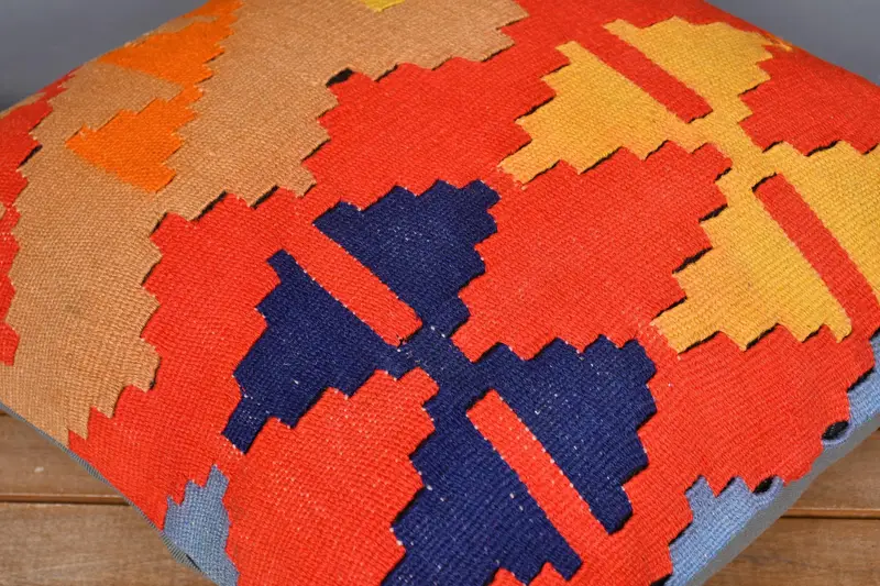 Vintage Kilim Throw Pillow, Antique Pillows, Pattern Throw Pillow, Outdoor Patio Pillow Case, Pillow for Couch, 20x20 Red Pillow, Cushion Case - 4