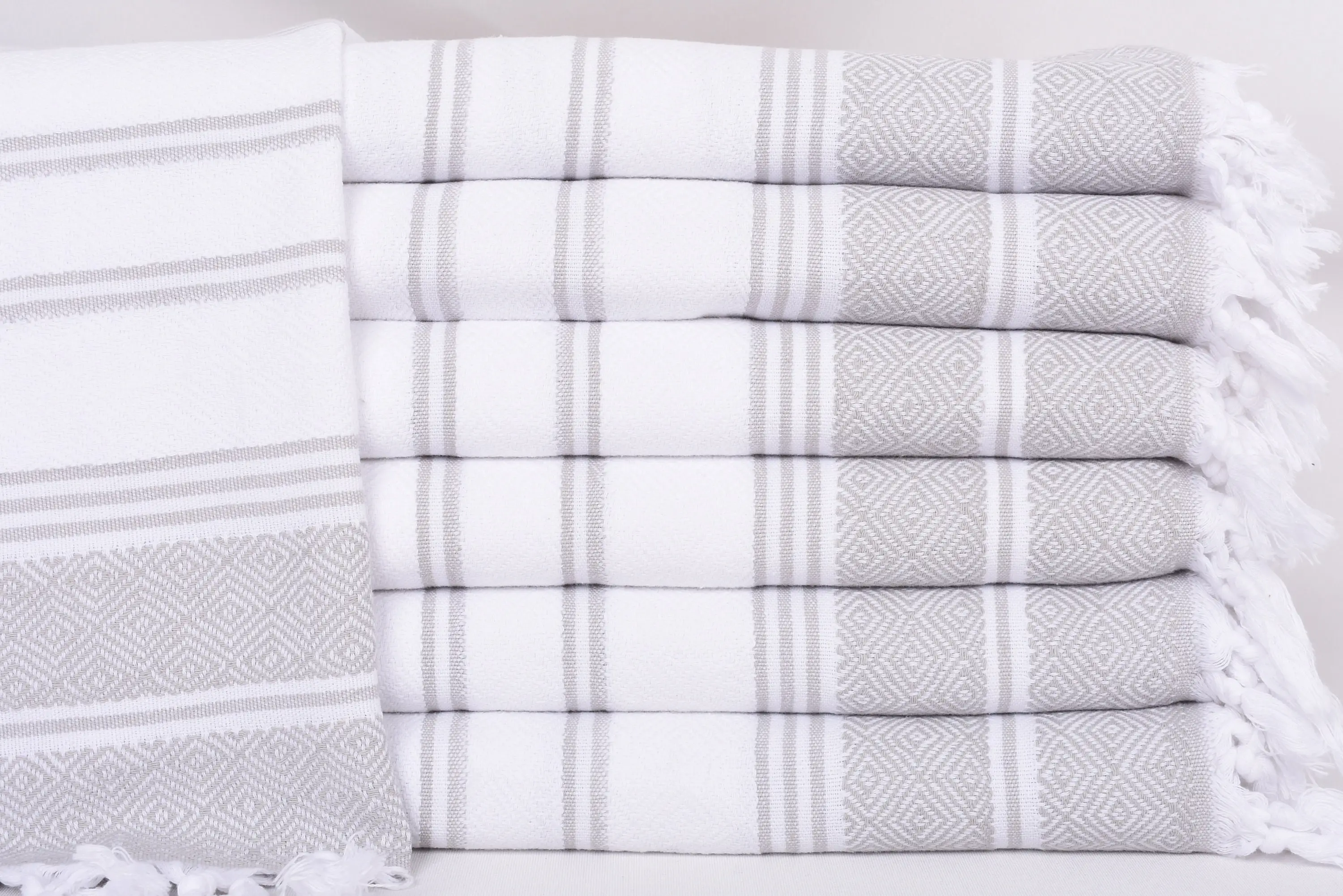 Turkish Hand Towel White-Light Gray Diamond Tea Towel, 40x18 Inches - 1