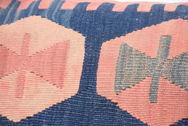 Living Room Throw Cushion, Pillow for Sofa, Cotton Cushion Case, Cushion, Boho Pillow, 16x48 Blue Pillow Case, Kilim Pillow Cover - 3