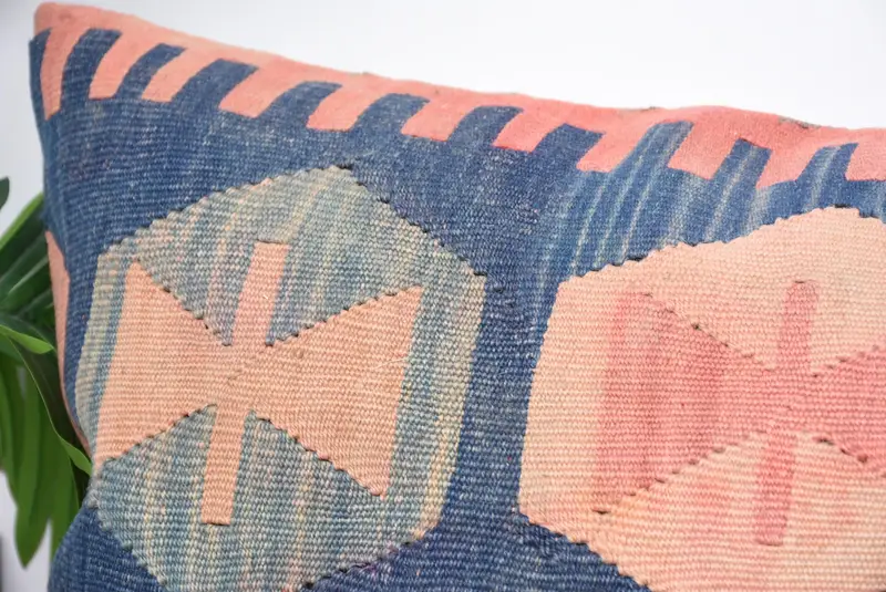 Living Room Throw Cushion, Pillow for Sofa, Cotton Cushion Case, Cushion, Boho Pillow, 16x48 Blue Pillow Case, Kilim Pillow Cover - 2