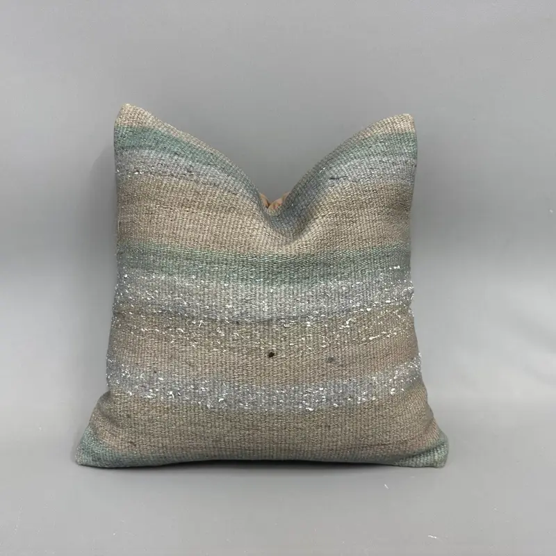 Vintage Kilim Throw Pillow, Home Decor Pillow, 18x18 Beige Pillow Case, Vintage Kilim Pillow, Handmade Cushion, Pillow Sham - 1