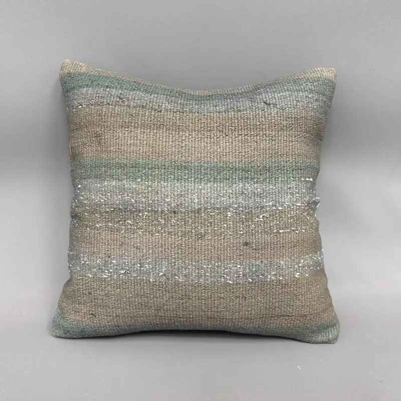 Vintage Kilim Throw Pillow, Home Decor Pillow, 18x18 Beige Pillow Case, Vintage Kilim Pillow, Handmade Cushion, Pillow Sham - 4