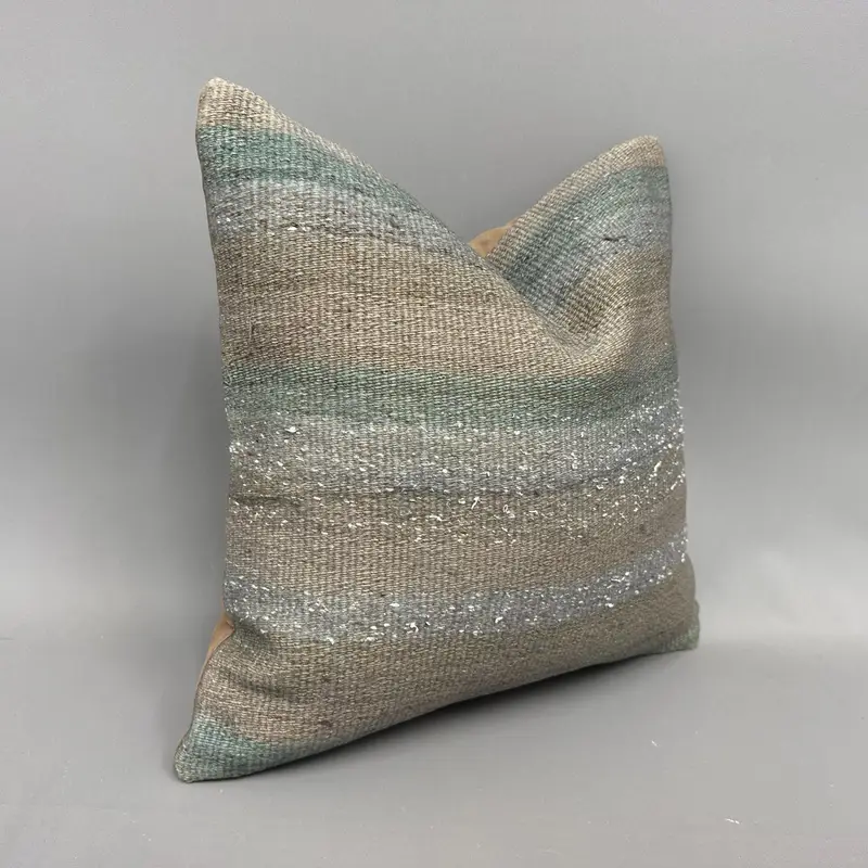 Vintage Kilim Throw Pillow, Home Decor Pillow, 18x18 Beige Pillow Case, Vintage Kilim Pillow, Handmade Cushion, Pillow Sham - 2