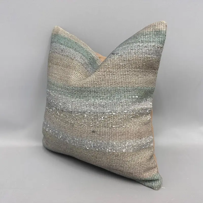 Vintage Kilim Throw Pillow, Home Decor Pillow, 18x18 Beige Pillow Case, Vintage Kilim Pillow, Handmade Cushion, Pillow Sham - 3
