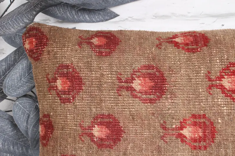 Kilim Cushion Sham, Vintage Pillow, Throw Kilim Pillow, Tribal Cushion Cover, Cushion Cover, Toss Pillow Sham, 12x20 Brown Pillow, Aesthetic Pillow - 2