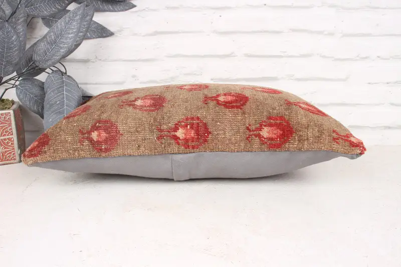 Kilim Cushion Sham, Vintage Pillow, Throw Kilim Pillow, Tribal Cushion Cover, Cushion Cover, Toss Pillow Sham, 12x20 Brown Pillow, Aesthetic Pillow - 5