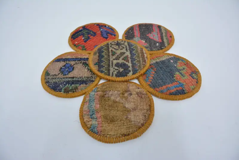Bohemian Round Coaster, Red and Green Non-Slip Coaster