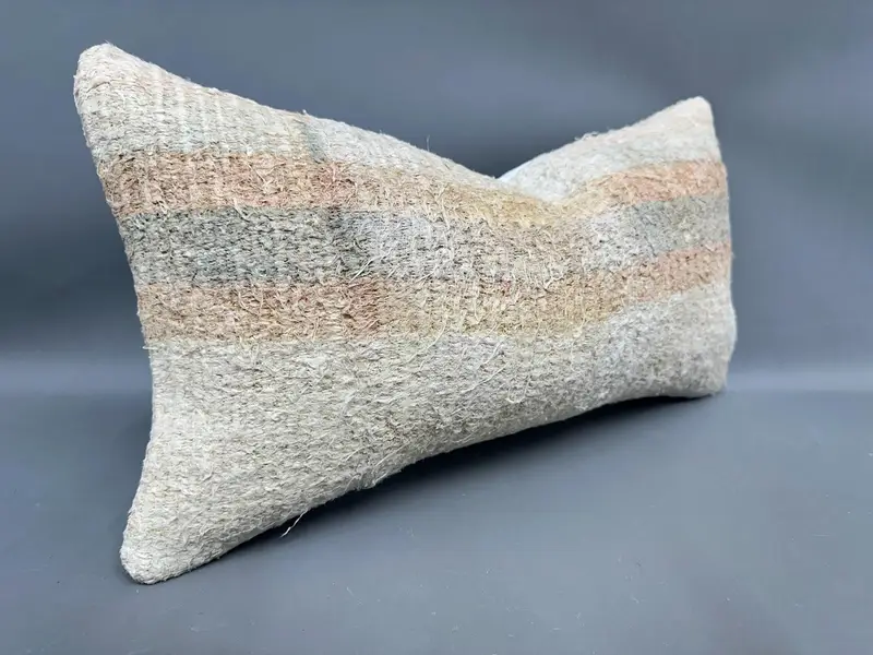Vintage Kilim Pillow, Traditional Pillow Case, 12x20 Beige Cushion Cover, Boho Pillow, Home Decor Pillow, Handmade Cushion Cover, Cushion Cover - 2