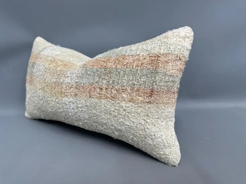 Vintage Kilim Pillow, Traditional Pillow Case, 12x20 Beige Cushion Cover, Boho Pillow, Home Decor Pillow, Handmade Cushion Cover, Cushion Cover - 3