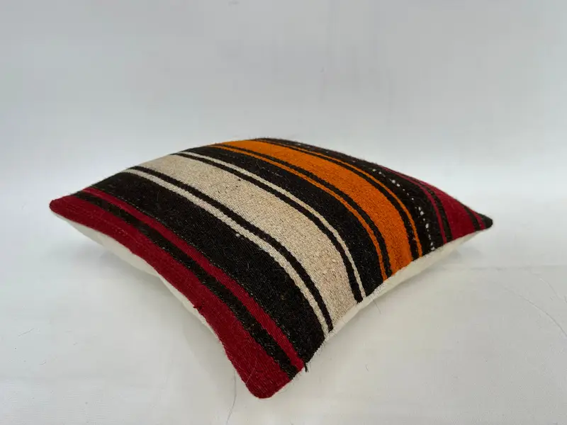 One Of A Kind Pillow, Pillow Cover, 14x14 Red Pillow Case, Cozy Throw Pillow Sham, Home Decor Pillow, Throw Kilim Pillow, Ethnical Kilim Rug Pillow - 6